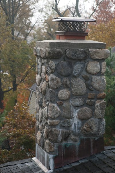 DSC_8915.jpg - The chimney for this fireplace also contains the gas furnace flue.  The copper caps were installed just a year ago.