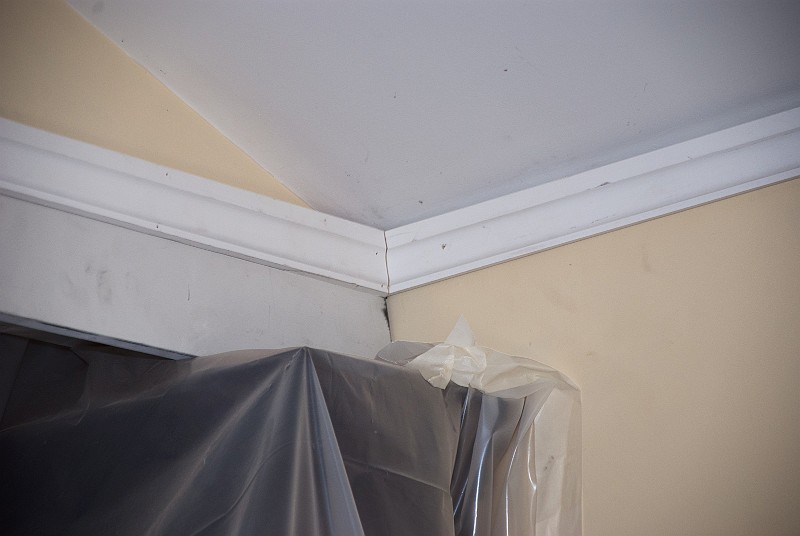 DSC_1042.jpg - Misha has just finished putting up the 2-1/4 inch crown molding.
