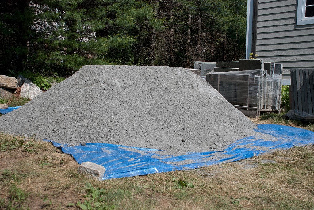 DSC_8602.jpg - Our load of stone dust arrives.  This will be the base material for the patio flagstones.