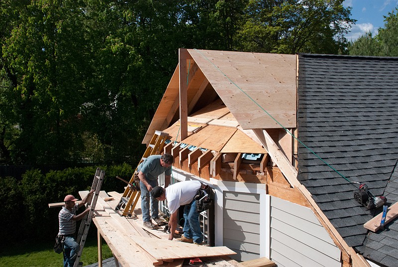 DSC_9427.jpg - Sheathing is added over the new rafters.