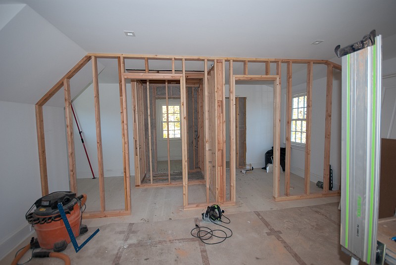 DSC_2824.jpg - Wall partitions are being framed in the room over the garage.  This project was permitted, but not completed by the previous owners.